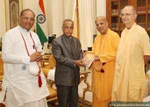 Gopal Krishna Goswami Giving Gita to President of India