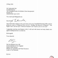 An appreciation from the Deputy Prime Minister of Australia