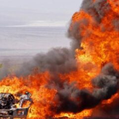 The truck flipped three times . . .