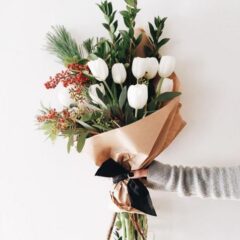 A bouquet of flowers for . . . (surprise!)